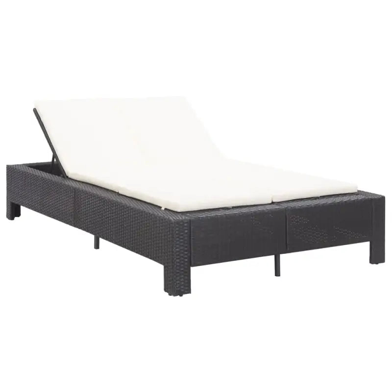 Luxe 2-persoons ligbed met poly rattan en gepoedercoat stalen frame - Zwart en wit - Tuinbedden