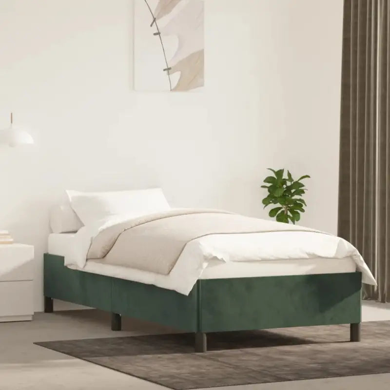 Luxe bedframe met multiplex lattenbodem en zachte fluwelen bekleding - Donkergroen / 80 x 200 cm / 35 cm - Bedden &