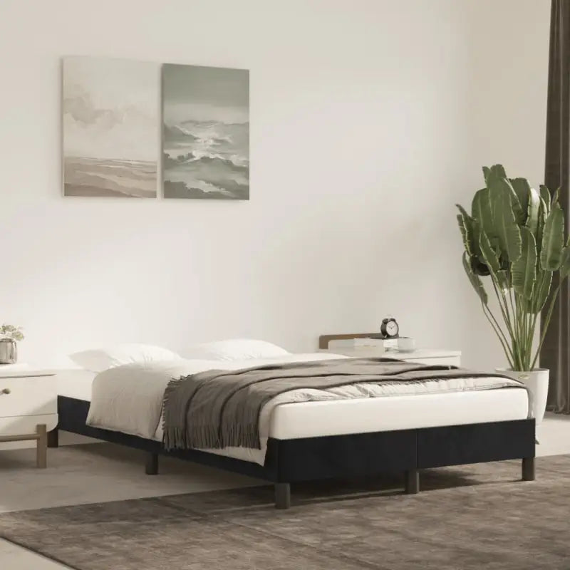 Luxe bedframe met multiplex lattenbodem en zachte fluwelen bekleding - Zwart / 120 x 200 cm / 25 cm - Bedden & bedframes