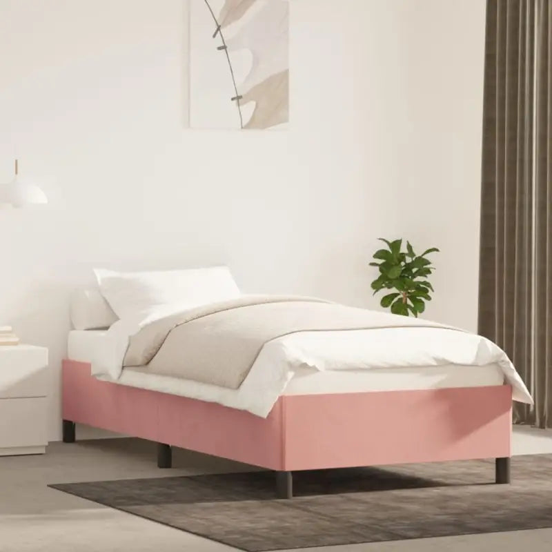Luxe bedframe met multiplex lattenbodem en zachte fluwelen bekleding - Roze / 80 x 200 cm / 35 cm - Bedden & bedframes
