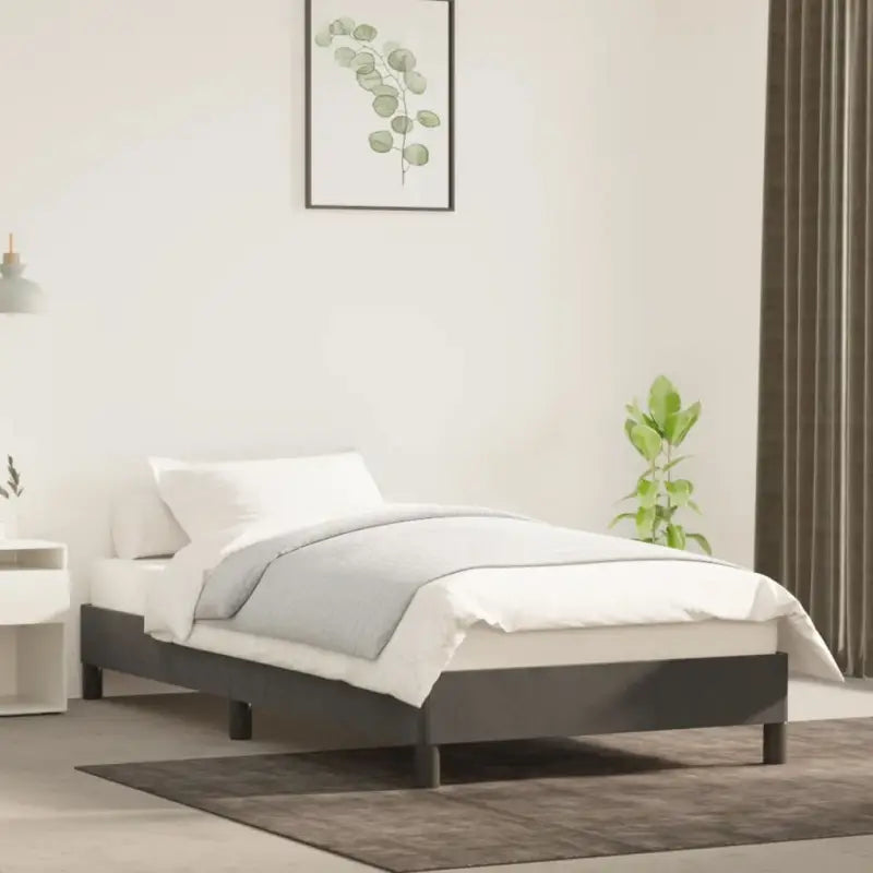 Luxe bedframe met multiplex lattenbodem en zachte fluwelen bekleding - Donkergrijs / 90 x 190 cm / 25 cm - Bedden &