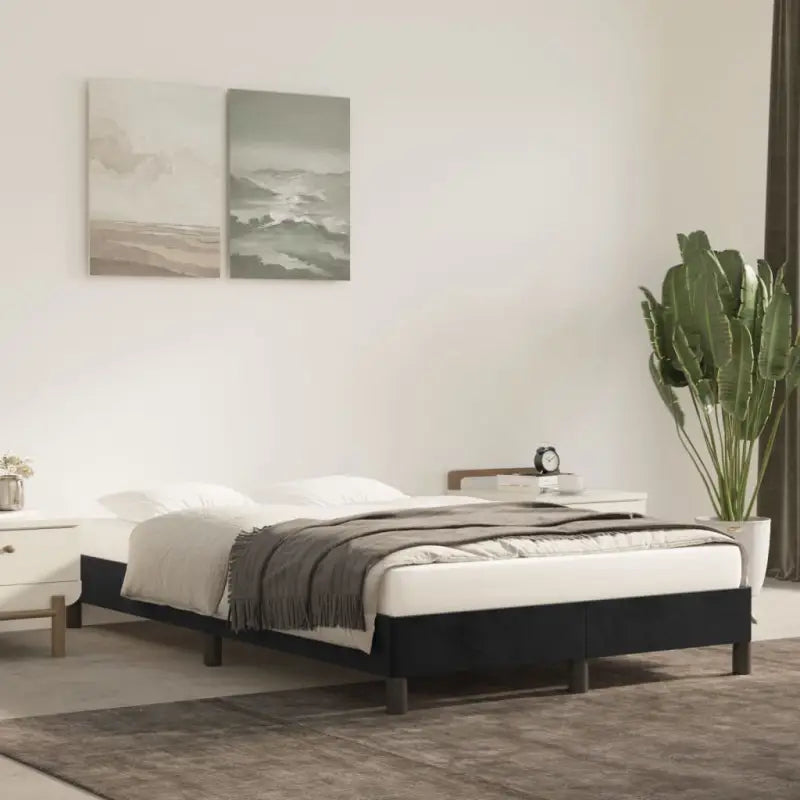 Luxe bedframe met multiplex lattenbodem en zachte fluwelen bekleding - Zwart / 120 x 190 cm / 25 cm - Bedden & bedframes