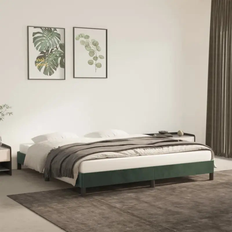 Luxe bedframe met multiplex lattenbodem en zachte fluwelen bekleding - Donkergroen / 180 x 200 cm / 25 cm - Bedden &