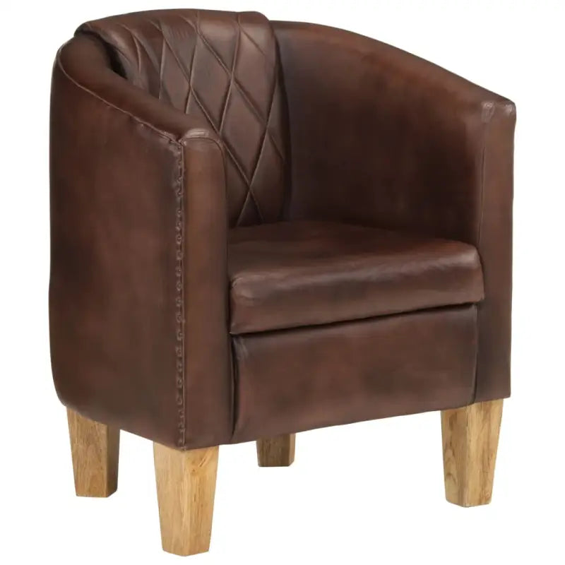 Luxe fauteuil van echt leer en massief mangohout voor ontspanning - Fauteuils & Relaxfauteuils