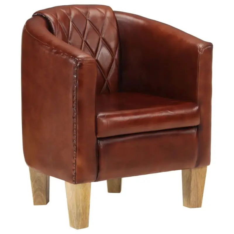 Luxe fauteuil van echt leer en massief mangohout voor ontspanning - Lichtbruin / 1 - Fauteuils & Relaxfauteuils