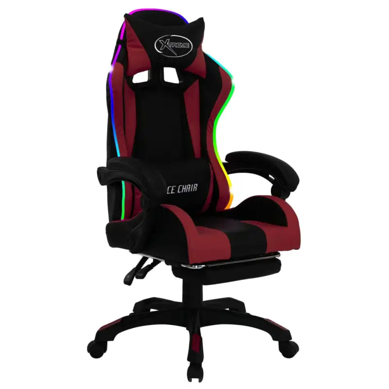 Luxe gamestoel met RGB LED en hoogte verstelbaar kunstlederen bekleding - Bureaustoelen