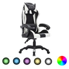 Luxe gamestoel met RGB LED en hoogte verstelbaar kunstlederen bekleding - Wit en zwart / 1 / Zonder voetensteun