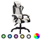 Luxe gamestoel met RGB LED en hoogte verstelbaar kunstlederen bekleding - Wit / 1 / Zonder voetensteun - Bureaustoelen