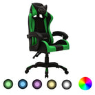 Luxe gamestoel met RGB LED en hoogte verstelbaar kunstlederen bekleding - Groen en zwart / 1 / Zonder voetensteun