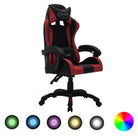 Luxe gamestoel met RGB LED en hoogte verstelbaar kunstlederen bekleding - Wijnrood en zwart / 1 / Zonder voetensteun
