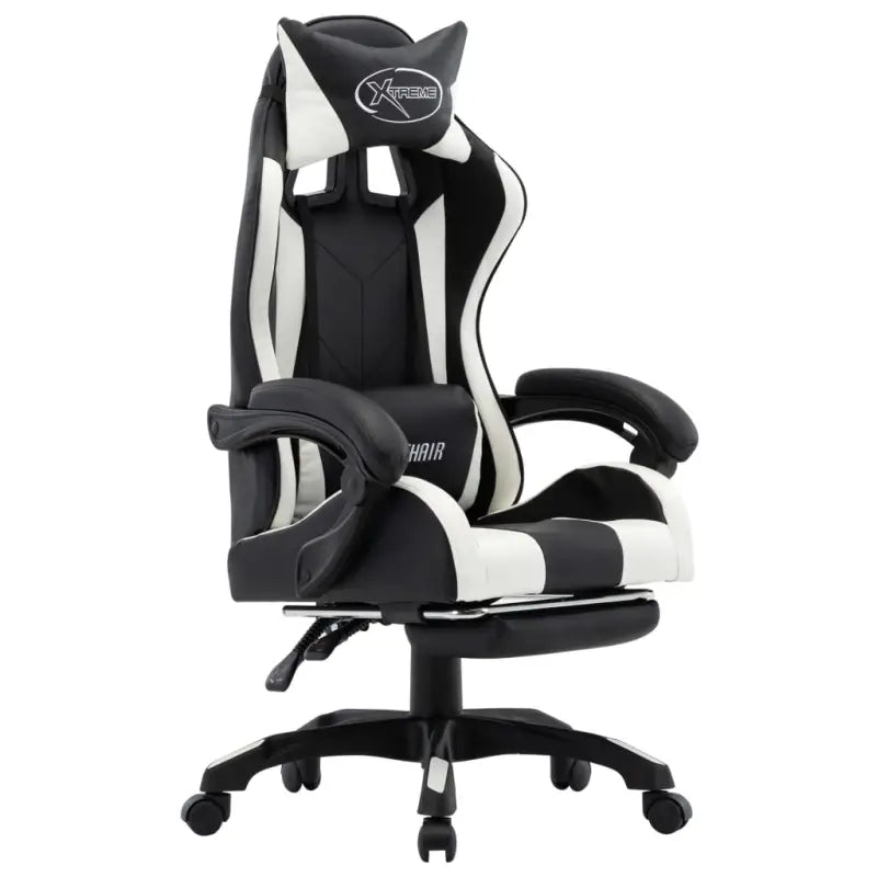 Luxe hoogte verstelbare racestoel met kunstleer voor gamen of werken - Wit en zwart / 1 - Bureaustoelen