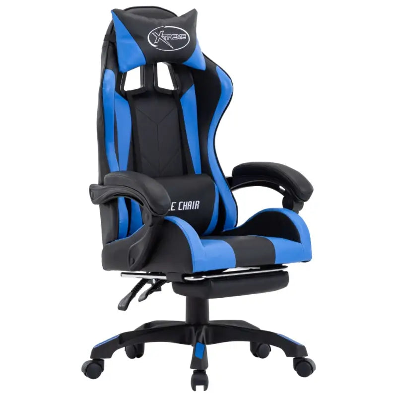 Luxe hoogte verstelbare racestoel met kunstleer voor gamen of werken - Blauw en zwart / 1 - Bureaustoelen