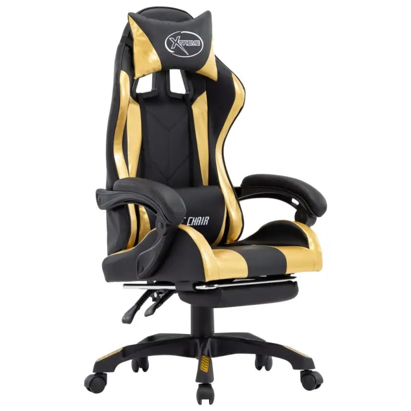 Luxe hoogte verstelbare racestoel met kunstleer voor gamen of werken - Goud en zwart / 1 - Bureaustoelen