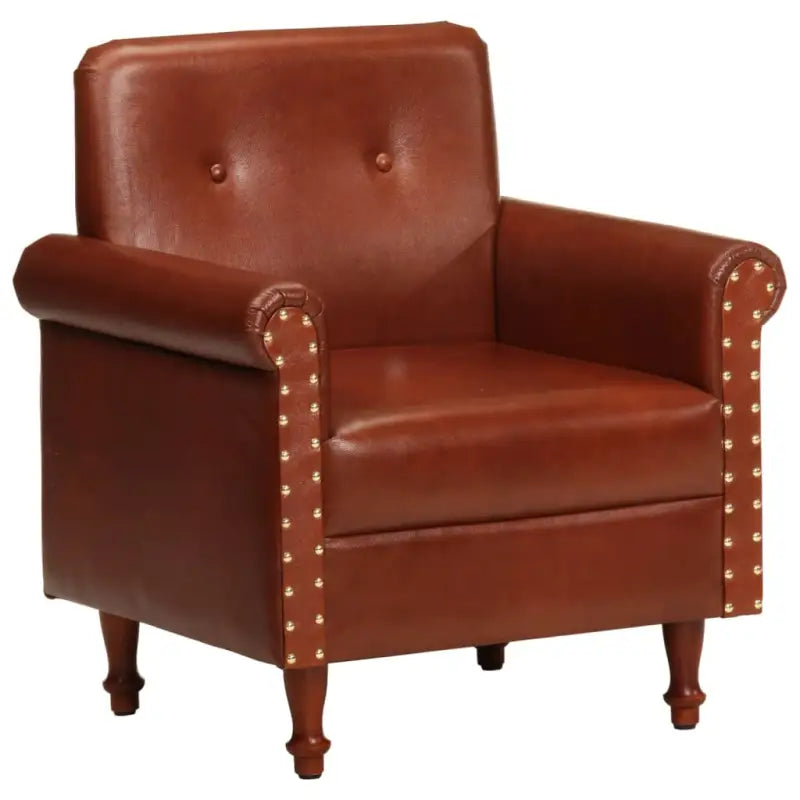 Luxe kuipstoel van echt geitenleer voor stijlvolle ontspanning - Bruin / 1 - Fauteuils & Relaxfauteuils