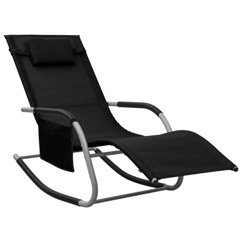 Luxe Ligbed van Textileen met Gepoedercoat Staal voor Buitenplezier - Zwart en grijs / 1 - Ligstoelen
