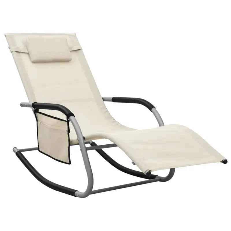 Luxe Ligbed van Textileen met Gepoedercoat Staal voor Buitenplezier - Crèmekleurig en grijs / 1 - Ligstoelen