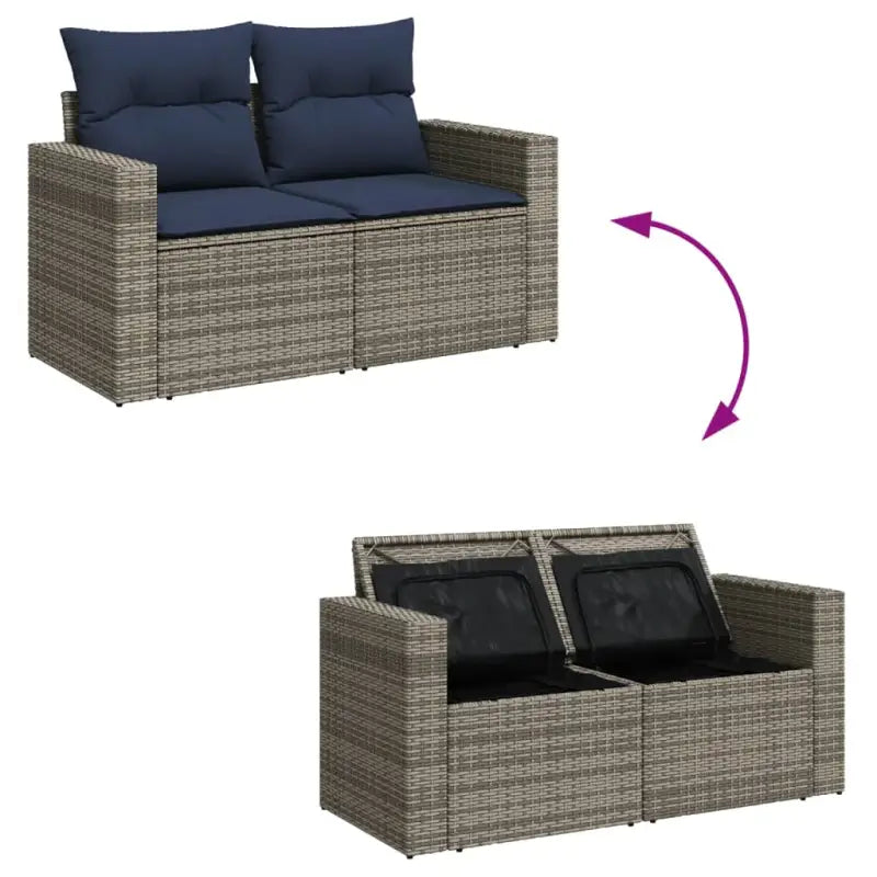 Luxe loungeset met gepoedercoated staal en waterdichte tas in grijs - Grijs - Tuinsets