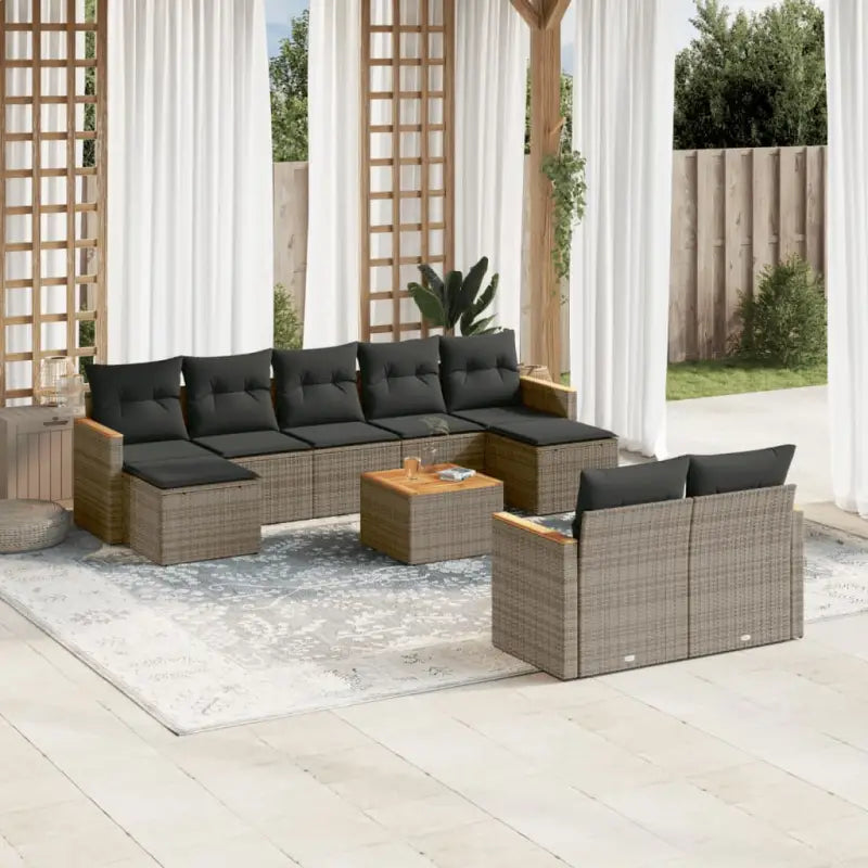 Luxe loungeset met zwart materiaal en waterdichte tas voor buitengebruik - Grijs / Met tafel - Tuinsets