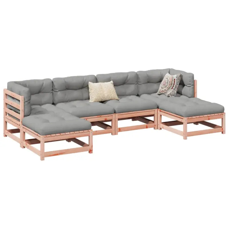 Luxe loungeset van massief grenenhout met modulair ontwerp voor comfortabel buitenplezier - Natuurlijk douglashout