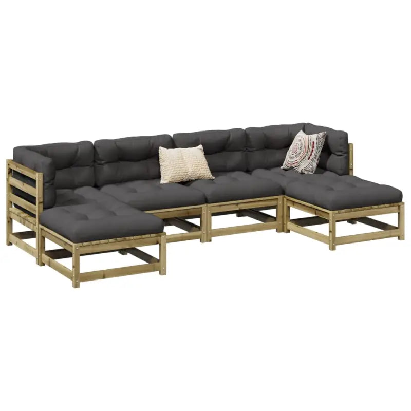 Luxe loungeset van massief grenenhout met modulair ontwerp voor comfortabel buitenplezier - Naturel geïmpregneerd