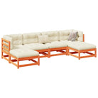 Luxe loungeset van massief grenenhout met modulair ontwerp voor comfortabel buitenplezier - Wasbruin / Nee - Tuinsets
