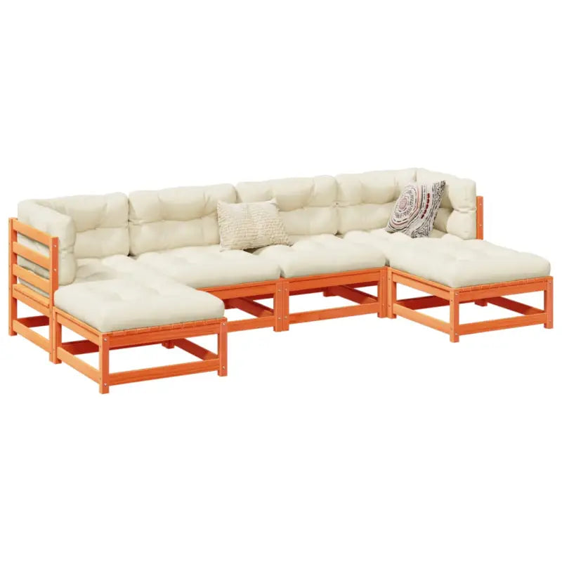 Luxe loungeset van massief grenenhout met modulair ontwerp voor comfortabel buitenplezier - Wasbruin / Nee - Tuinsets