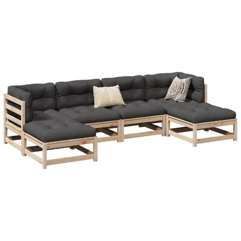 Luxe loungeset van massief grenenhout met modulair ontwerp voor comfortabel buitenplezier - Natuurlijk grenenhout