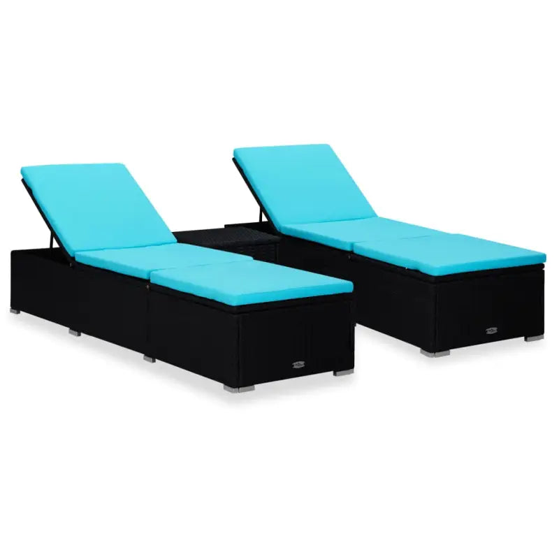 Luxe loungestoelen voor een ontspannende zonnige dag - Zwart en blauw / 1 - Ligstoelen