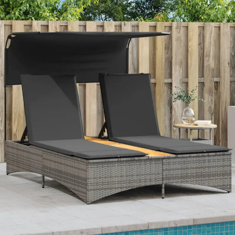 Luxe poly rattan ligbed voor een comfortabele zitervaring met wasbare hoes - Grijs / 1 - Ligstoelen