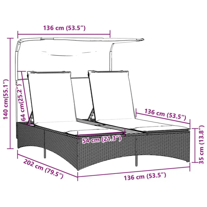Luxe poly rattan ligbed voor een comfortabele zitervaring met wasbare hoes - Ligstoelen