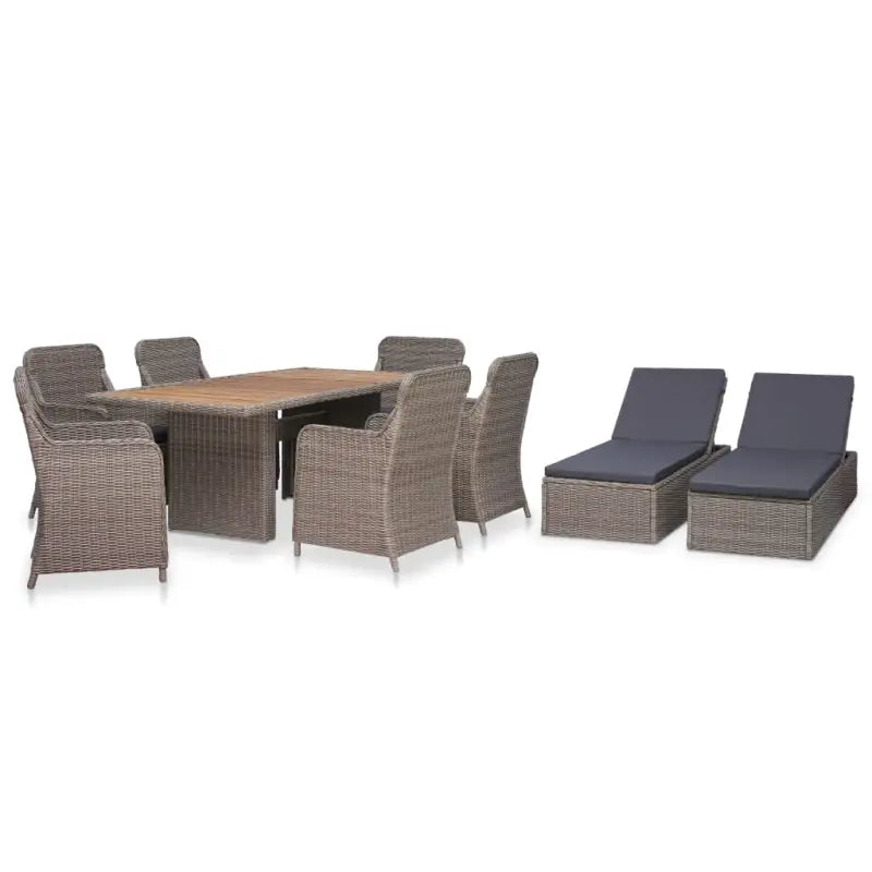 Luxe poly rattan tuinset met elegant ontwerp voor tuin of terras - Bruin - Tuinsets