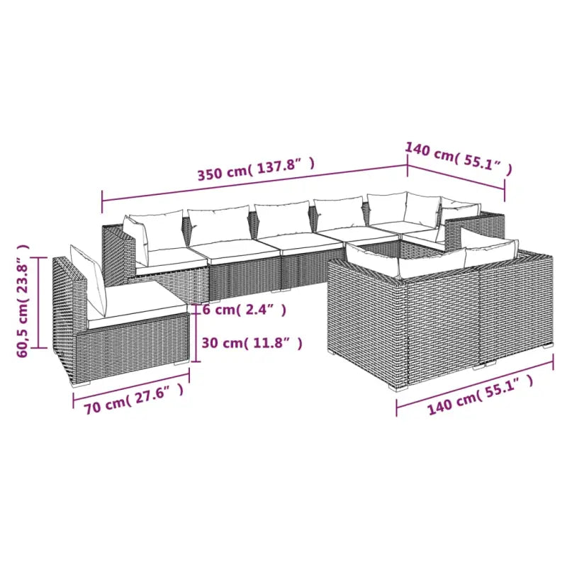 Luxe poly rattan tuinset met waterbestendig materiaal en diepe zitting - Tuinsets