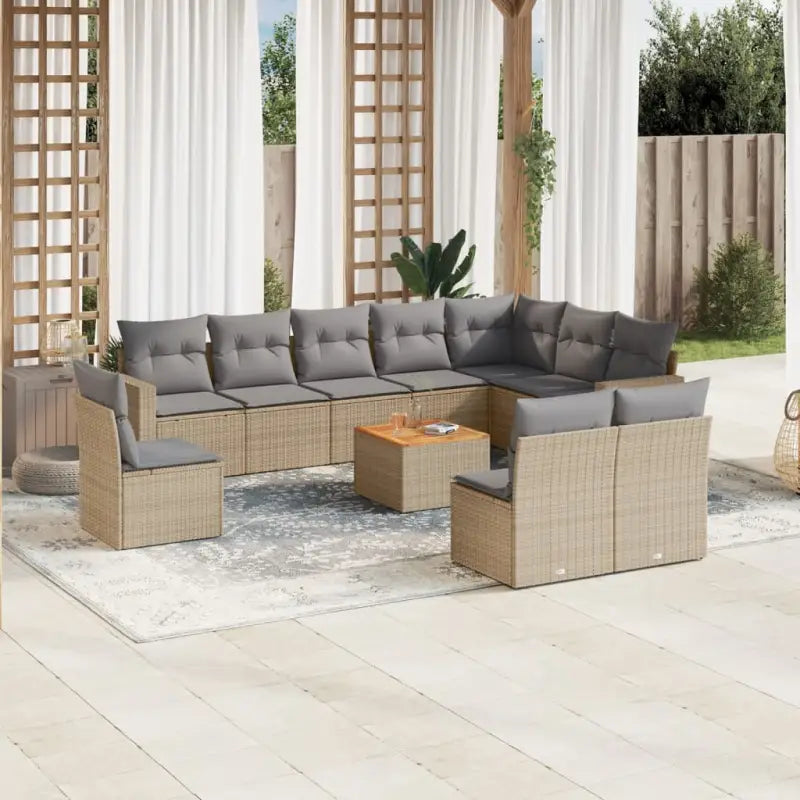 Luxe tuinset met beige materiaal en gepoedercoat staal afmetingen - beige mix en lichtgrijs - Tuinsets