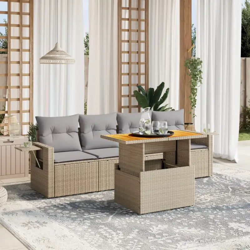 Luxe tuinset met grijs materiaal en gepoedercoat staal voor buitenplezier - Beige en grijs / zonder opbergruimte