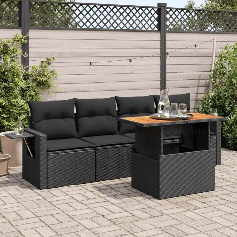 Luxe tuinset met grijs materiaal en gepoedercoat staal voor buitenplezier - Zwart / met opbergruimte - Tuinsets