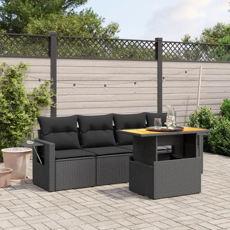 Luxe tuinset met grijs materiaal en gepoedercoat staal voor buitenplezier - Zwart / zonder opbergruimte - Tuinsets