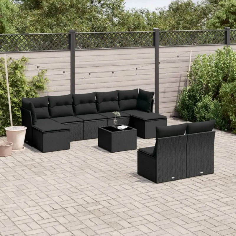 Luxe tuinset met zwart materiaal en gepoedercoat staal - Zwart / Met tafel - Tuinsets