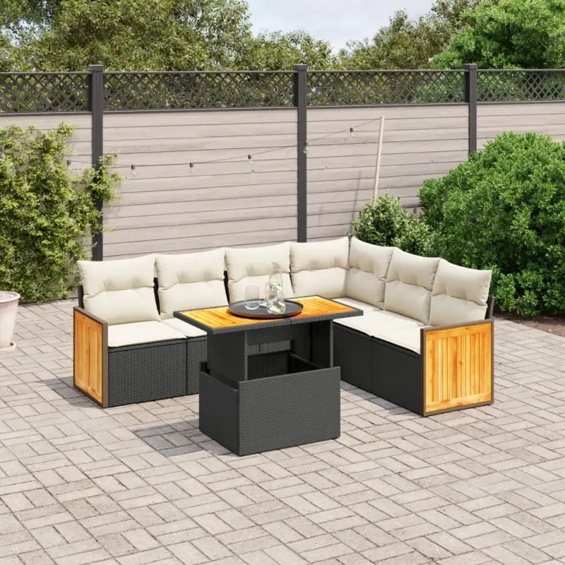 Luxe tuinset van zwart gepoedercoat staal voor buiten ontspanning - Zwart en crème / zonder opbergruimte - Tuinsets