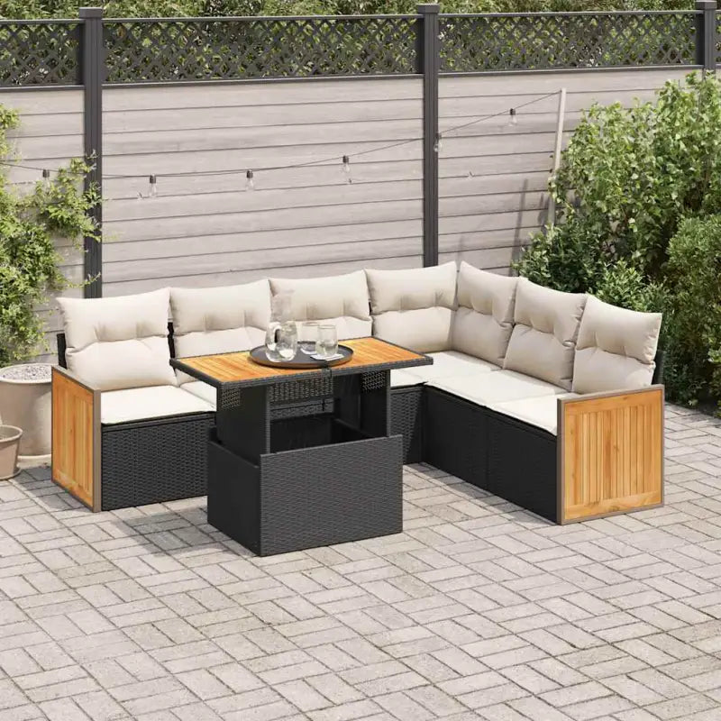 Luxe tuinset van zwart gepoedercoat staal voor buiten ontspanning - Zwart en crème / met opbergruimte - Tuinsets