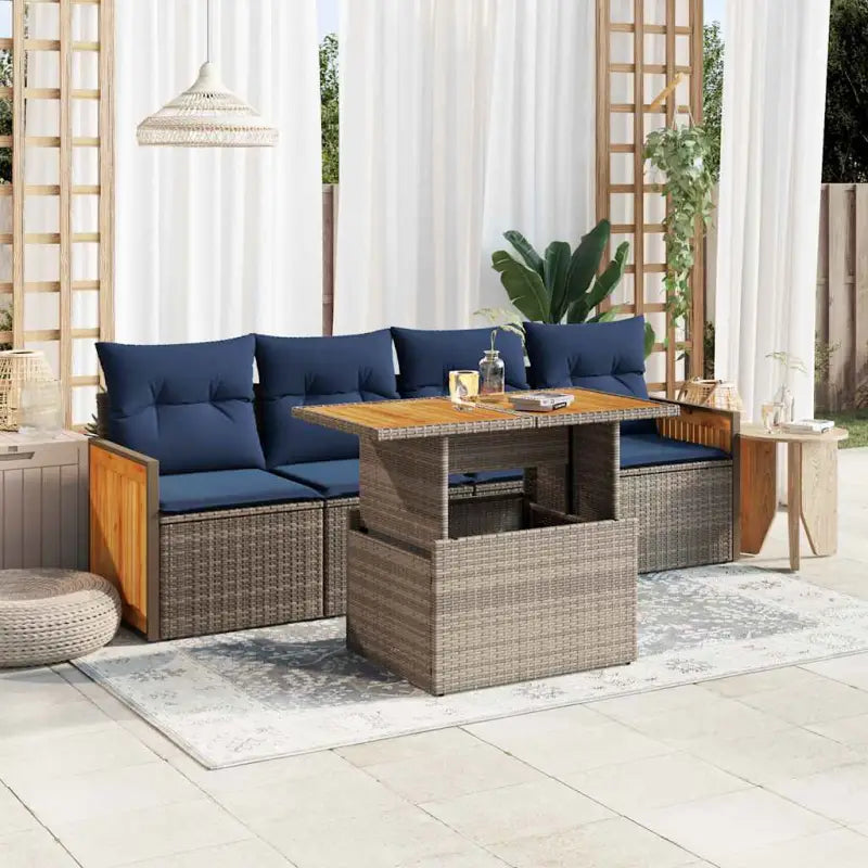 Luxe tuintuinset van grijs materiaal met gepoedercoat staal - Grijs / met opbergruimte - Tuinsets