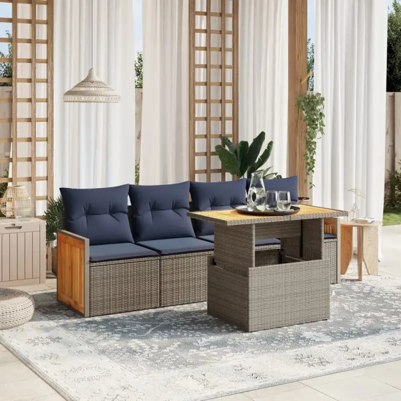 Luxe tuintuinset van grijs materiaal met gepoedercoat staal - Grijs / zonder opbergruimte - Tuinsets