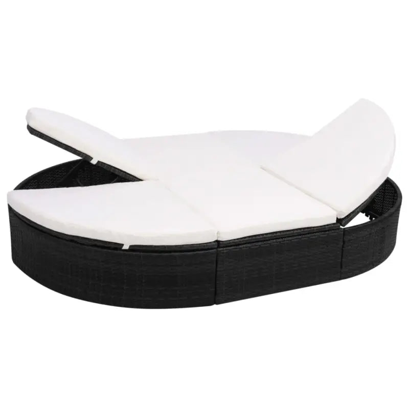 Luxe Tweepersoons Tuinbed met Gepoedercoat Stalen Frame en Weerbestendig Rattan - Zwart - Tuinbedden