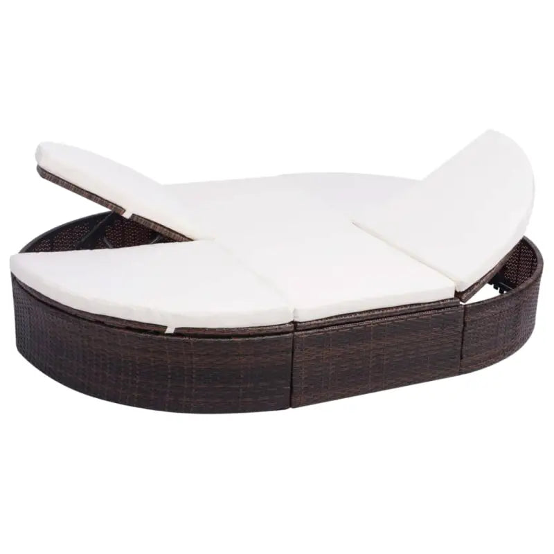 Luxe Tweepersoons Tuinbed met Gepoedercoat Stalen Frame en Weerbestendig Rattan - Bruin - Tuinbedden
