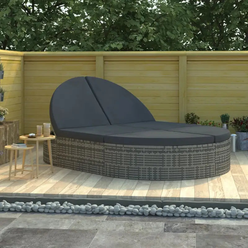 Luxe Tweepersoons Tuinbed met Gepoedercoat Stalen Frame en Weerbestendig Rattan - Tuinbedden