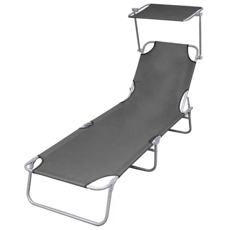 Luxe verstelbare ligstoel met zonnekap voor comfortabel zonnen - Grijs / 1 - Ligstoelen