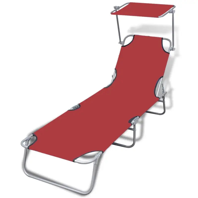 Luxe verstelbare ligstoel met zonnekap voor comfortabel zonnen - Rood / 1 - Ligstoelen
