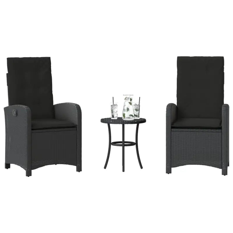 Luxe zwart materiaal wicker tuinset met gepoedercoat staal en poly rattan - Zwart - Tuinsets