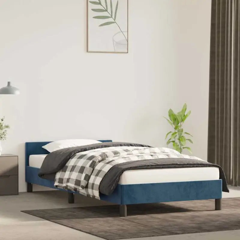 Luxueus bedframe met hoofdeinde en multiplex lattenbodem - Blauw / 80 x 200 cm - Bedden & bedframes