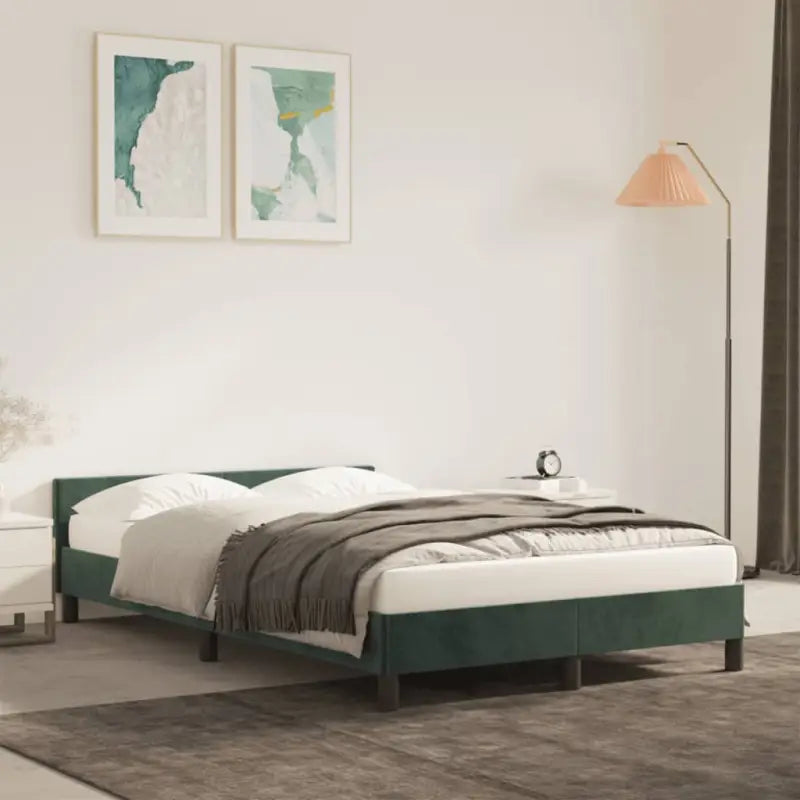 Luxueus bedframe met hoofdeinde en multiplex lattenbodem - Donkergroen / 120 x 190 cm - Bedden & bedframes
