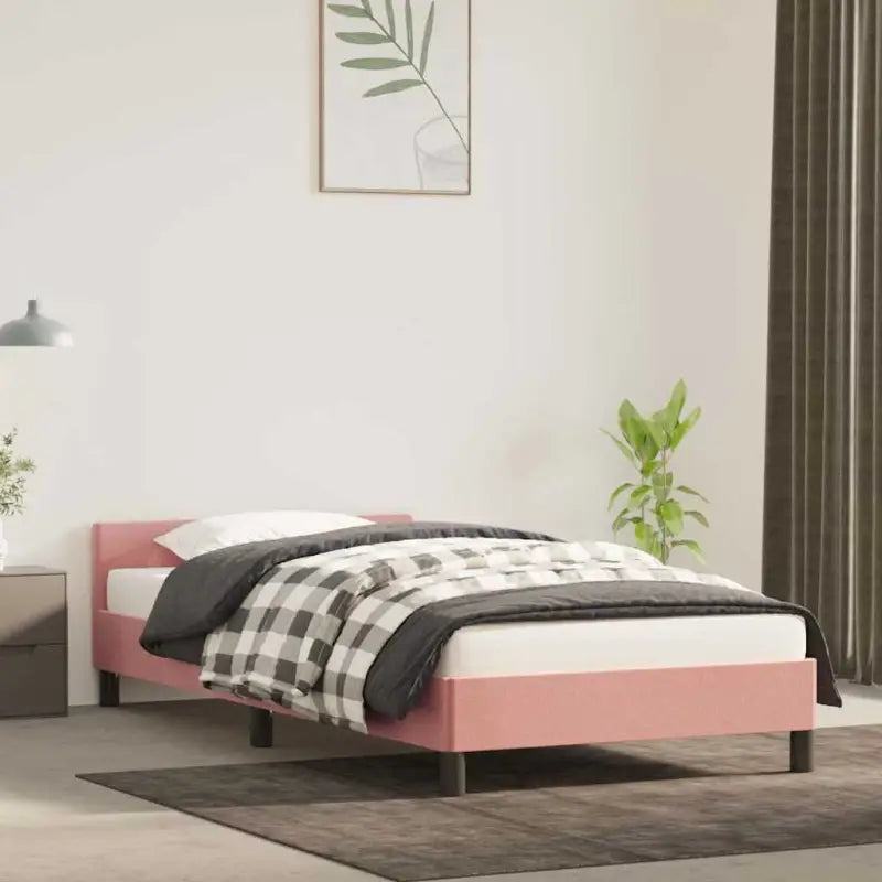 Luxueus bedframe met hoofdeinde en multiplex lattenbodem - Roze / 100 x 200 cm - Bedden & bedframes